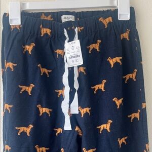 J. Crew Dark Blue Pants with Mustard Dog Pattern